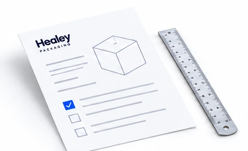Packaging brief, dimensions and a ruler