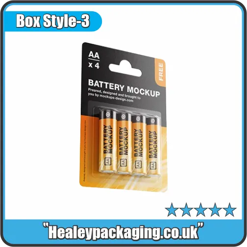 AA batteries in retail blister pack with printed hanging card