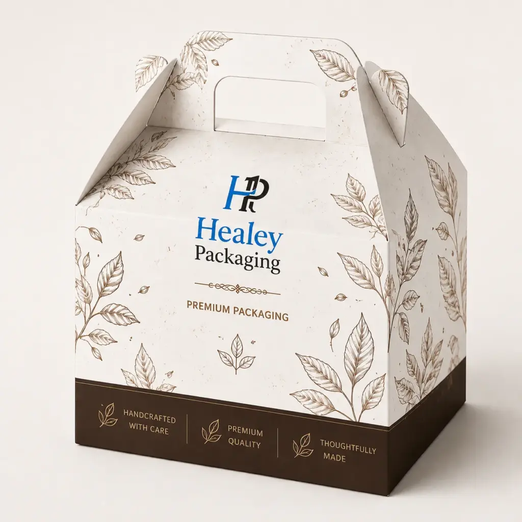 Premium chocolate gable box with carry handle for gift packaging