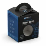 Custom coffee box with carry handle, display window and printed branding