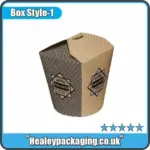 Eco-style kraft Chinese food box with black geometric print