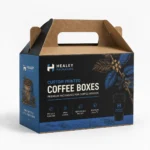 Custom printed coffee box with carry handle and branded design