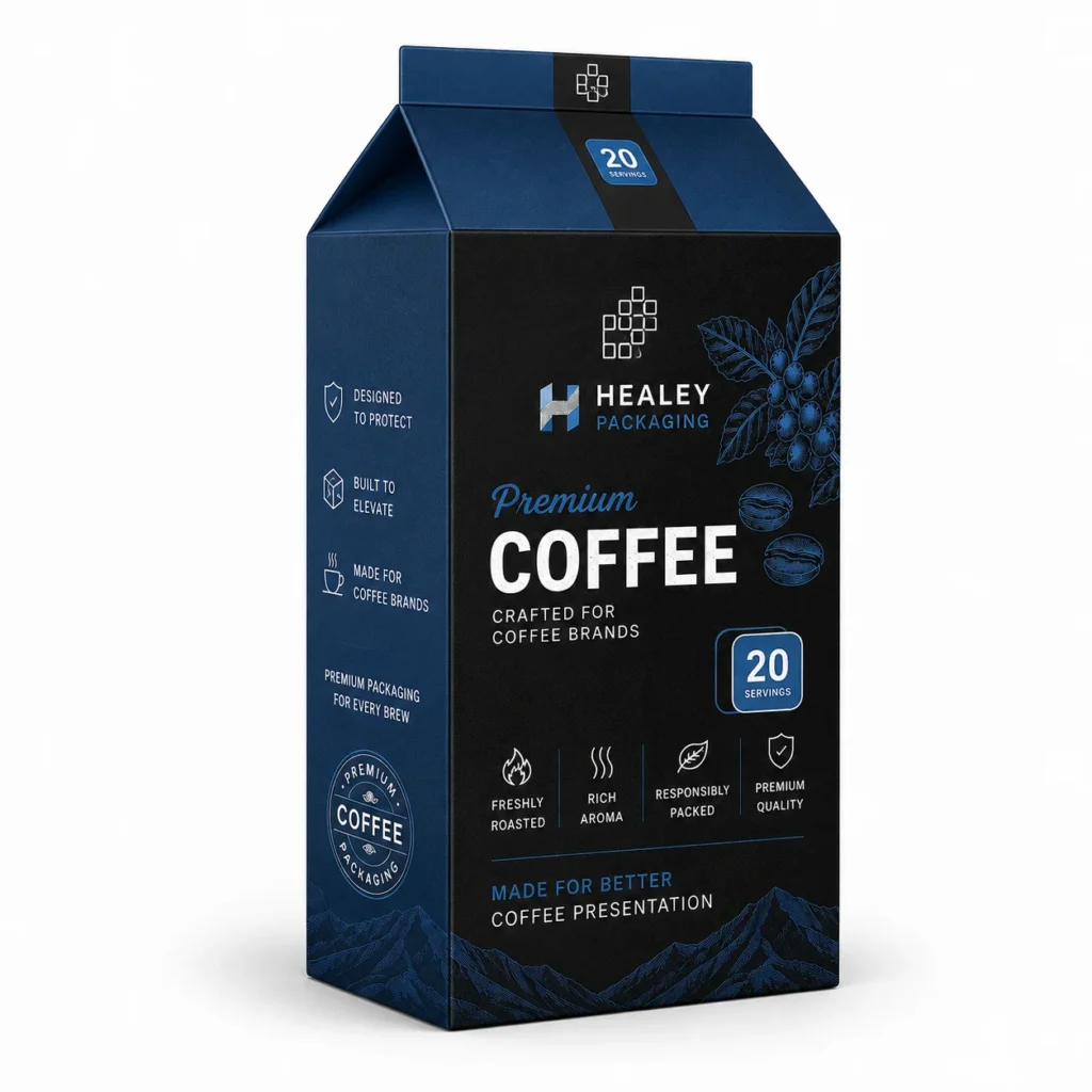 Custom printed coffee packaging box with premium branded design