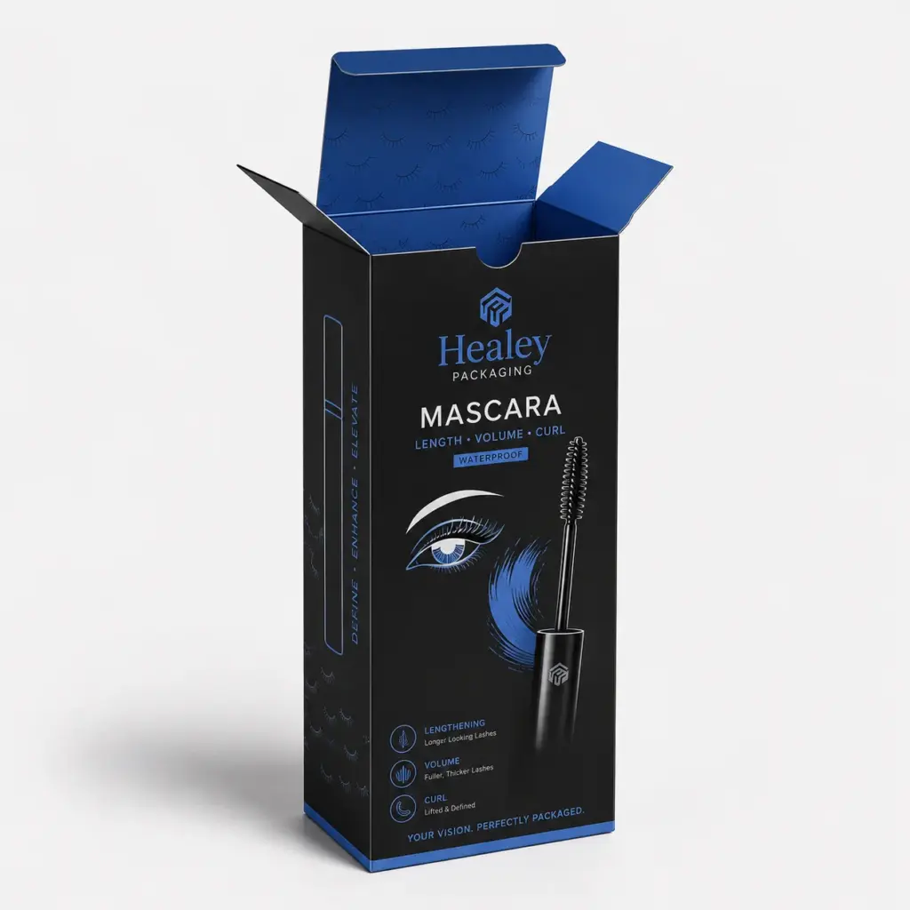 Custom printed folding carton for mascara packaging