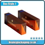 Printed chocolate bar packaging with a modern branded design, perfect for retail display.