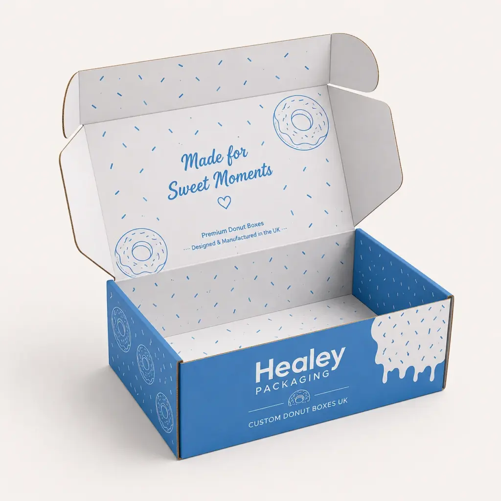 Custom printed donut mailer box for bakery takeaway and delivery