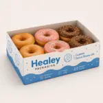 Food-safe donut tray box for bakery display and takeaway