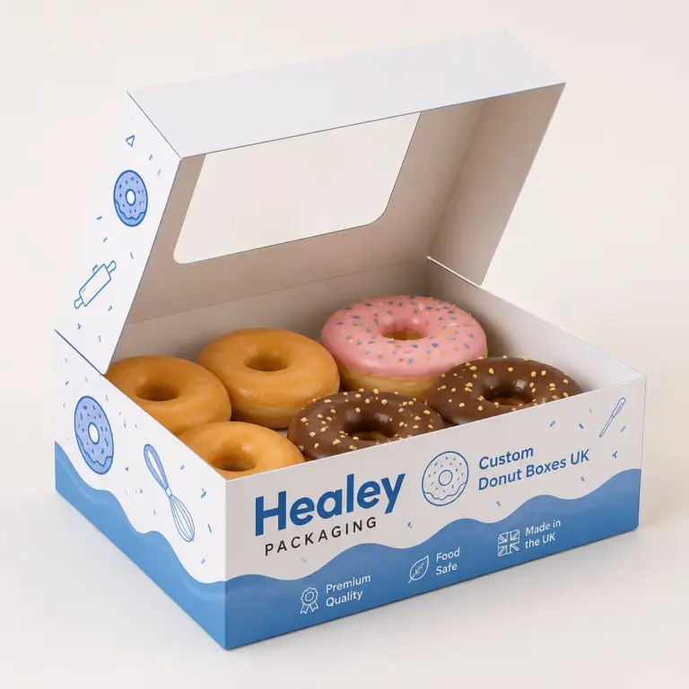 Premium donut window box for stylish bakery gift packaging