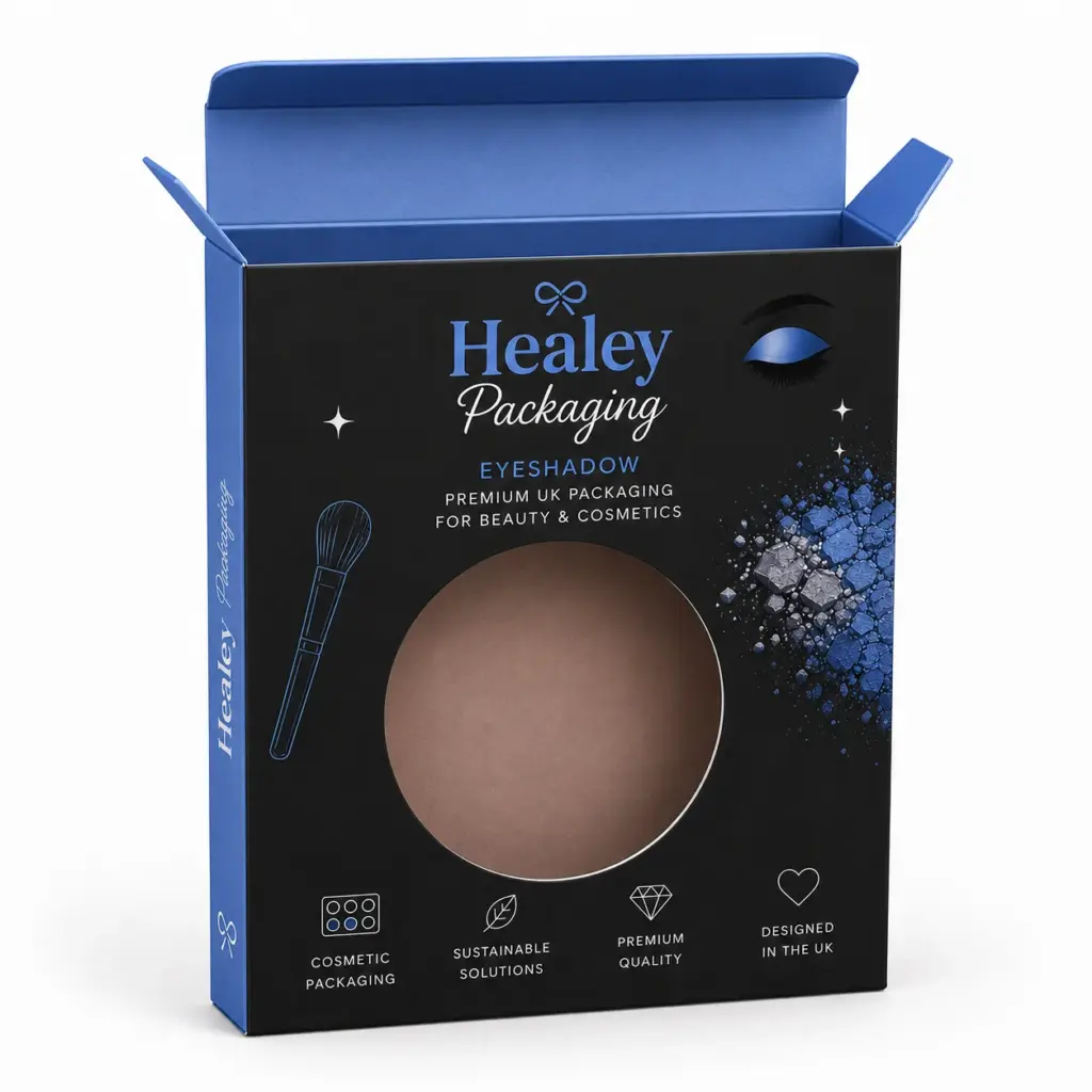 Printed eyeshadow packaging box with hanging retail header