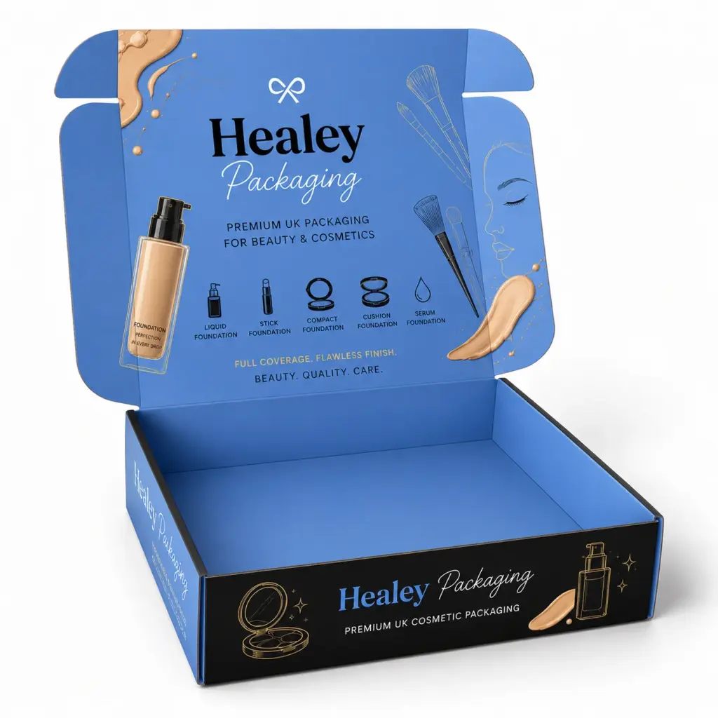 Custom foundation mailer box for cosmetic retail presentation