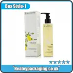 Printed lotion packaging box with floral design and matching pump bottle