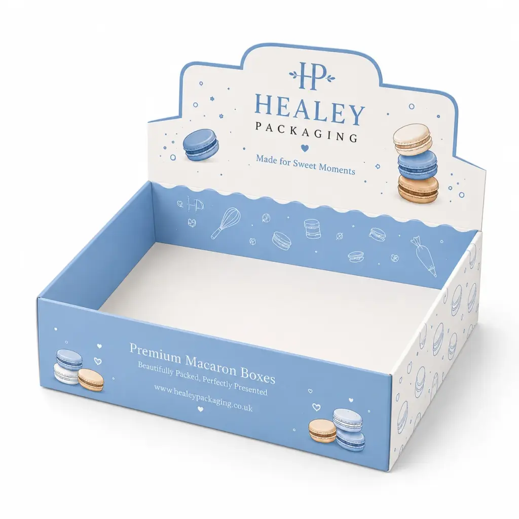 Custom macaron display box for bakery counters and retail shelves
