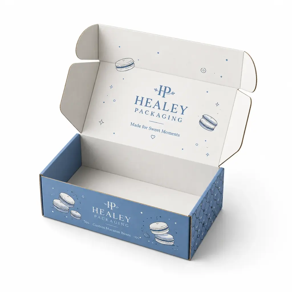Custom printed macaron mailer box for secure bakery packaging