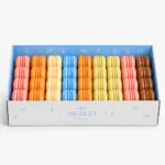 Retail macaron presentation box with organised macaron arrangement
