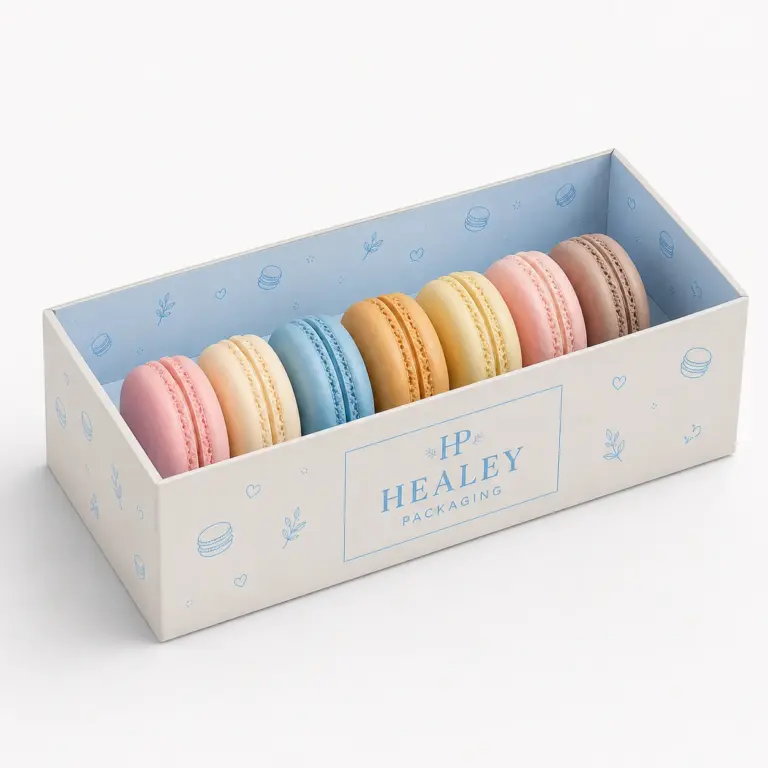 Premium macaron tray box for elegant bakery product presentation