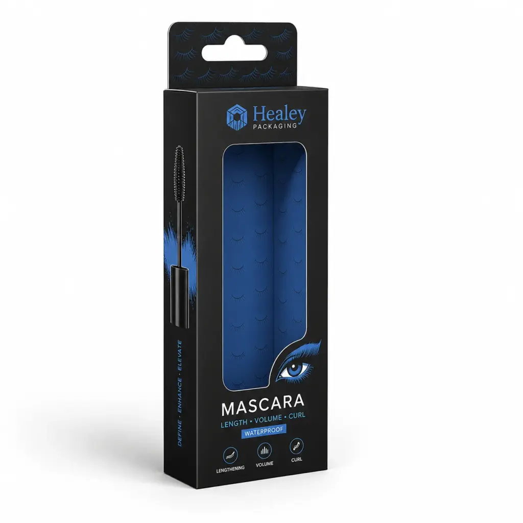 Printed hanging box with window for mascara packaging