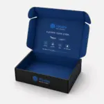 Open branded mailer box for mascara product packaging
