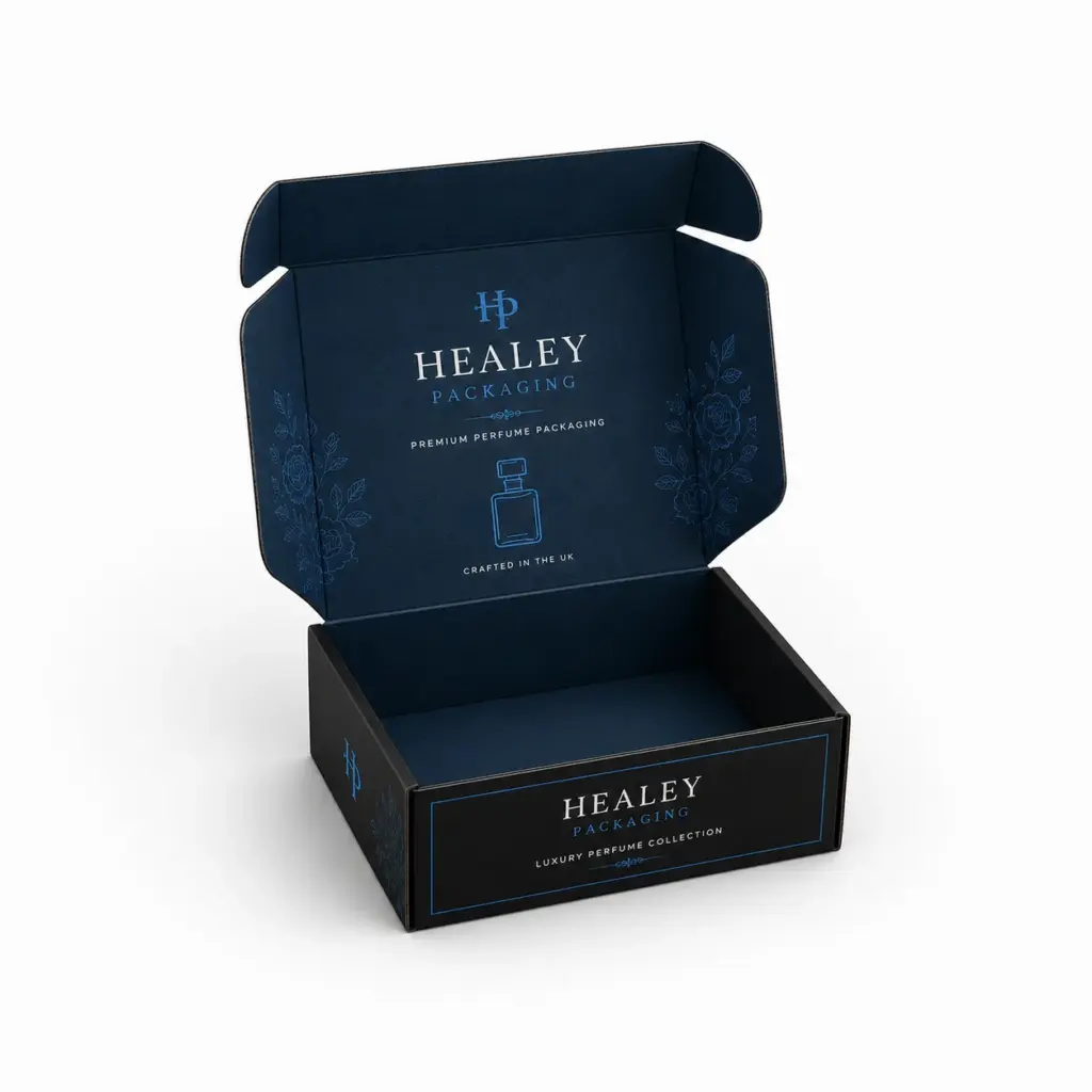 Printed mailer box for premium perfume packaging