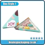 Triangle macaron gift box with custom printed colourful design