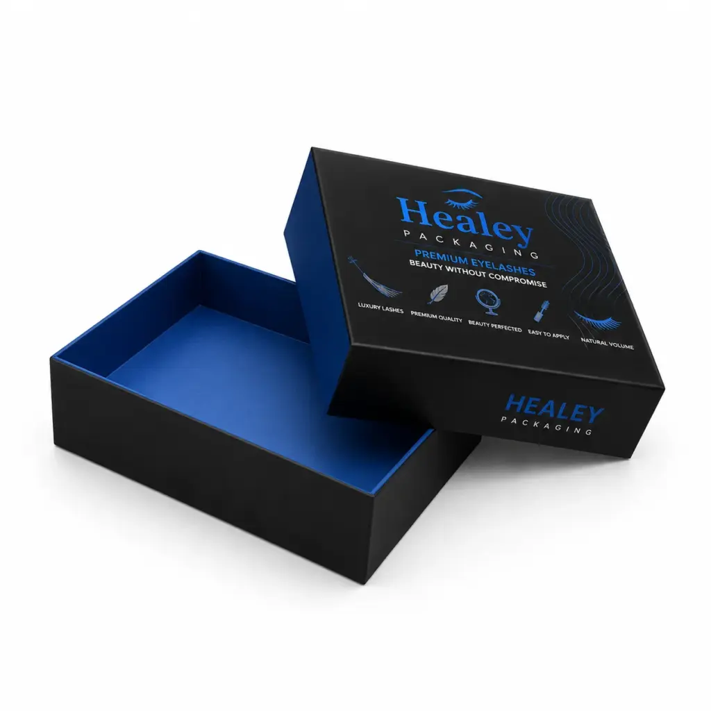 Luxury rigid eyelash box with premium lift-off lid packaging