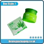 Flat sachet and round jar packaging with aloe vera gel
