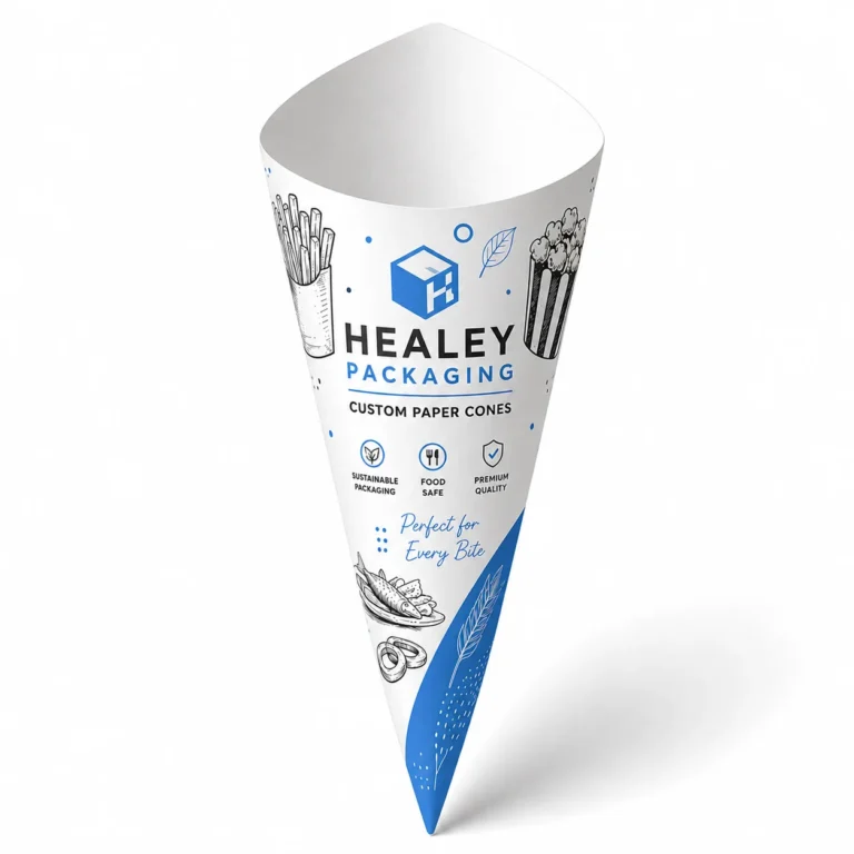 Custom printed paper food cone for chips and takeaway snacks