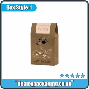 Eco-friendly kraft tea pouch with floral print and custom branding
