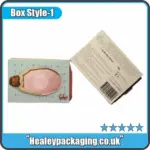 Creative soap packaging with illustrated bathtub design and pink soap bar inside