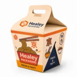 Printed Chinese food takeaway box with carry handle
