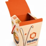 Open printed Chinese noodle takeaway box for food