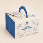 Premium pastry carry box with integrated handle for bakery takeaway