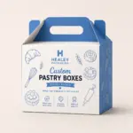 Custom pastry gable box with carry handle for takeaway bakery packaging