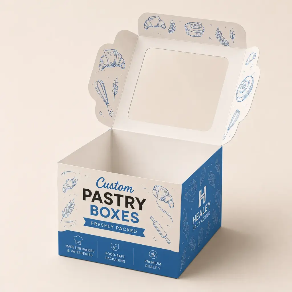 Custom pastry window box for bakery display and fresh pastry presentation