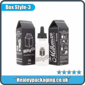 Stylish custom e-liquid packaging boxes with milk-carton design and white line illustrations