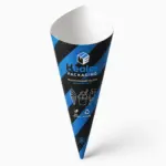 Printed cone-shaped packaging for ice cream and desserts