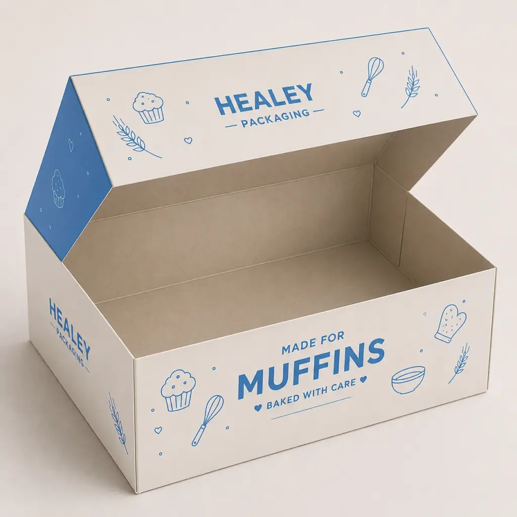 Premium muffin tray box for organised bakery product presentation