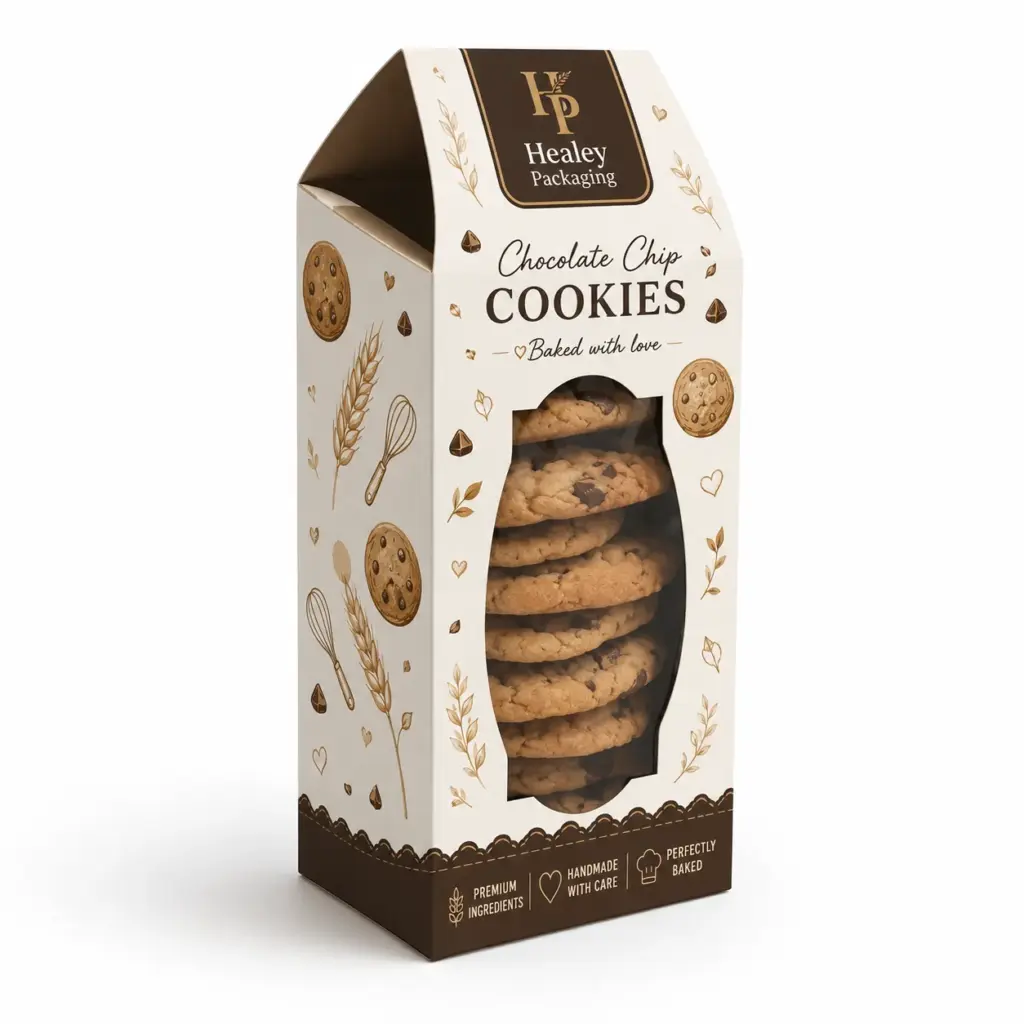 Custom cookie bag box with window for bakery cookie packaging