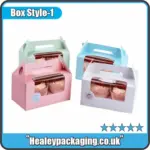 Four Pastel gable cookie boxes with clear window