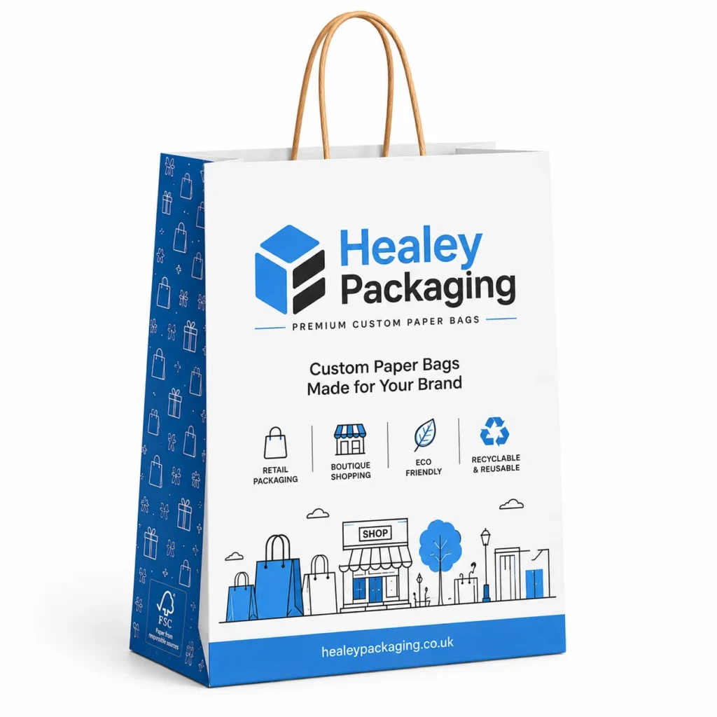 Custom printed paper bag with twisted handles for retail