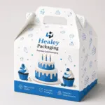 Printed cake carrier box with handle for cakes and desserts