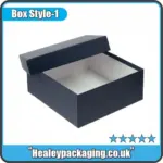 Premium black rigid wig packaging box with removable lid and clean interior
