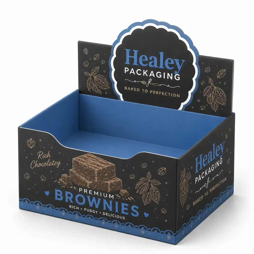 Brownie display box with branded printed design