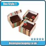 Striped square custom brownie boxes with insert trays