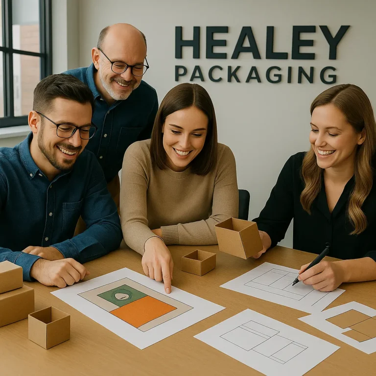 Healey Packaging team collaborating on a packaging project