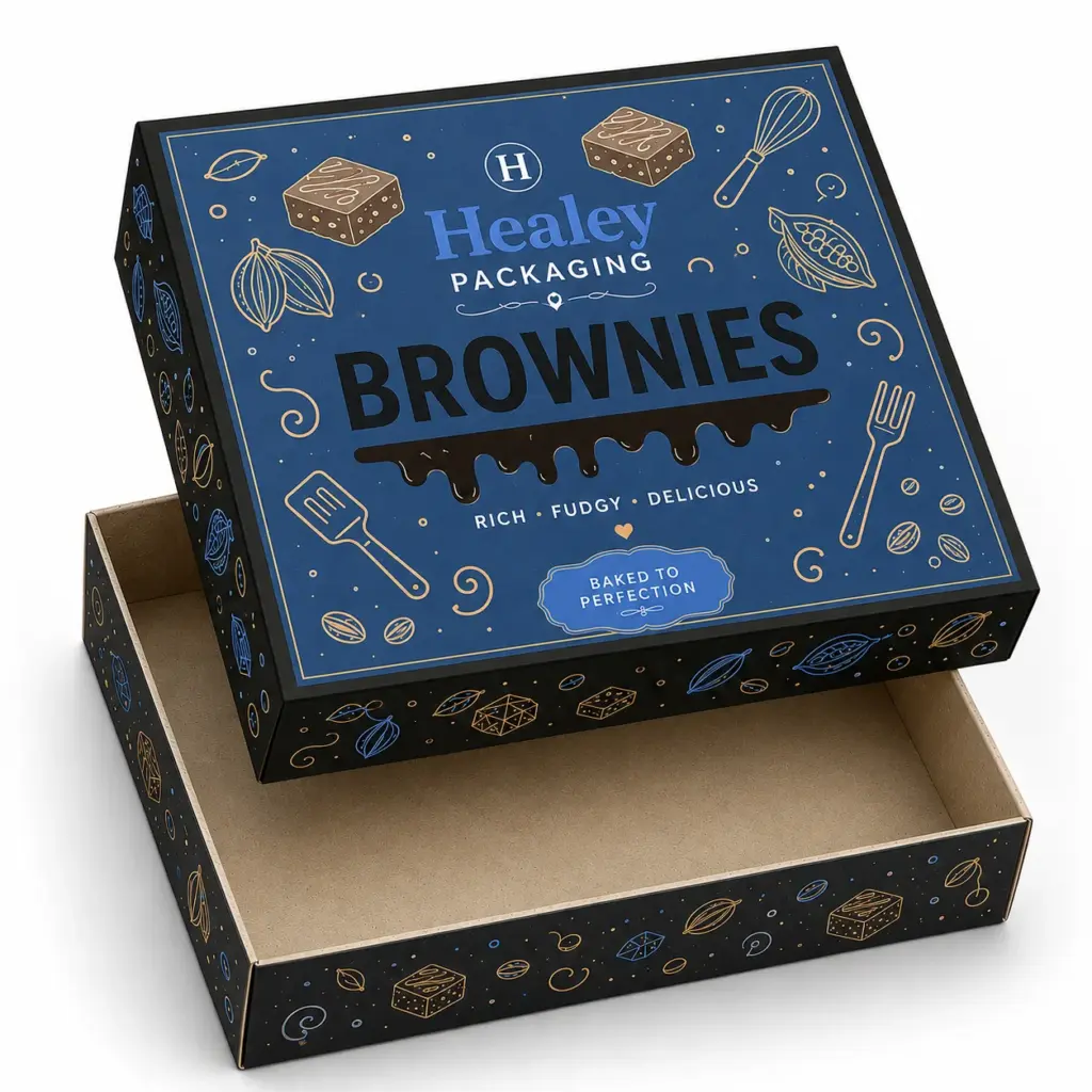 Rigid brownie gift box with lift-off lid design