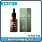 Custom printed 10ml dropper bottle packaging box with amber glass bottle mockup