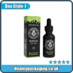 Custom printed 2 oz beard oil bottle box packaging with bold branding