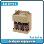Eco-friendly kraft carrier box with handle for three 200ml bottles