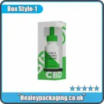 Green and white custom printed 30ml CBD dropper bottle packaging box with window display
