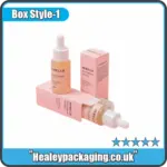 Pink custom printed serum packaging box with 60ml dropper bottle